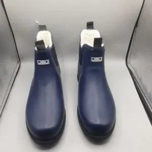 JBU Women's Rainboots 8.5M Navy Blue Chelsea Waterproof Faux Fur Embrace